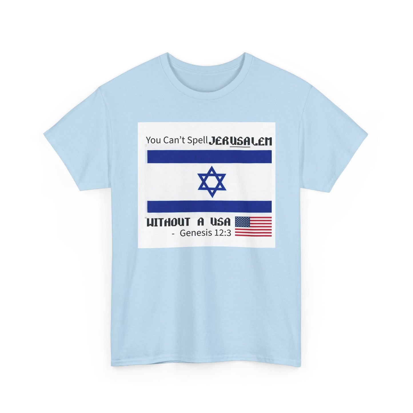 Can't Spell Jerusalem Unisex Heavy Cotton Tee with Jerusalem Design - Perfect Gift for Patriotic Occasions, Casual Wear, and Celebrations