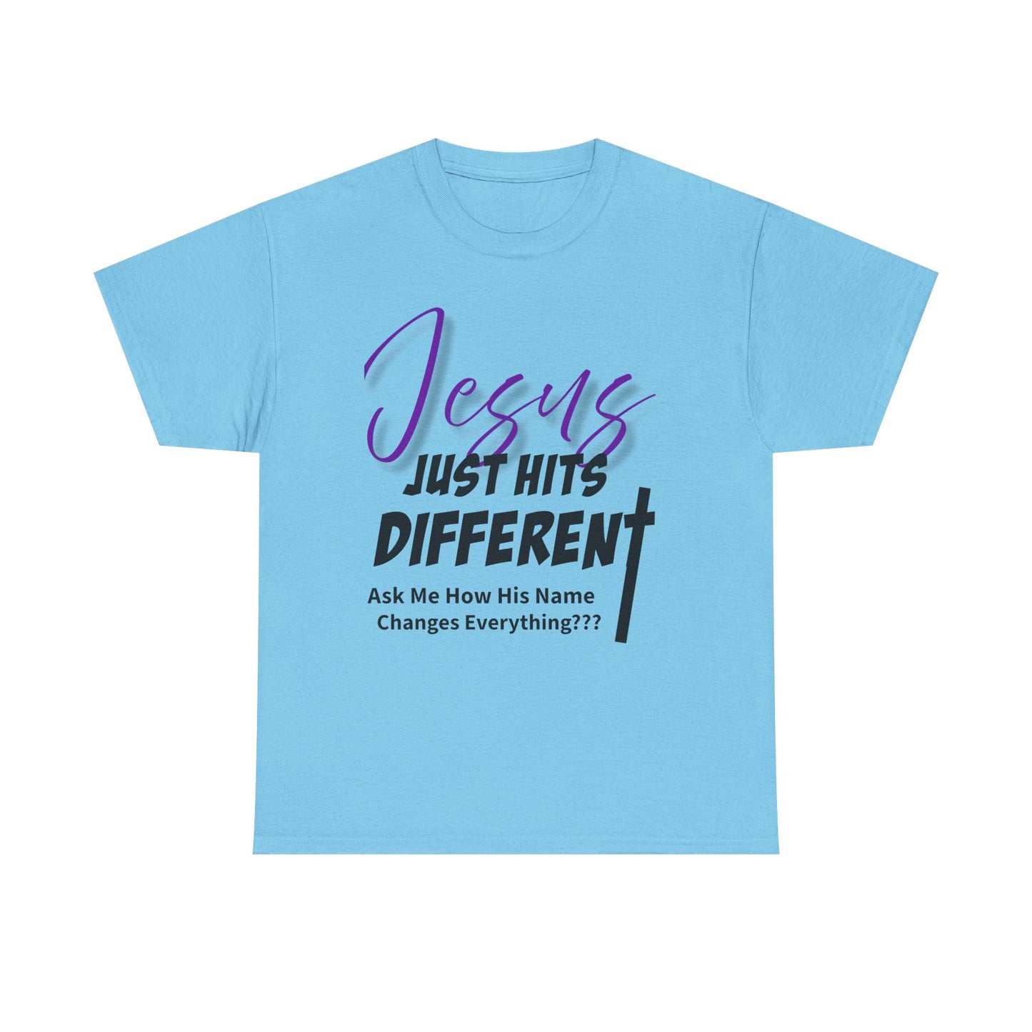 Jesus Just Hits Different Unisex Heavy Cotton Tee, Christian Apparel, Faith-Based Gift, Casual Wear, Religious T-Shirt, Gift for Believers