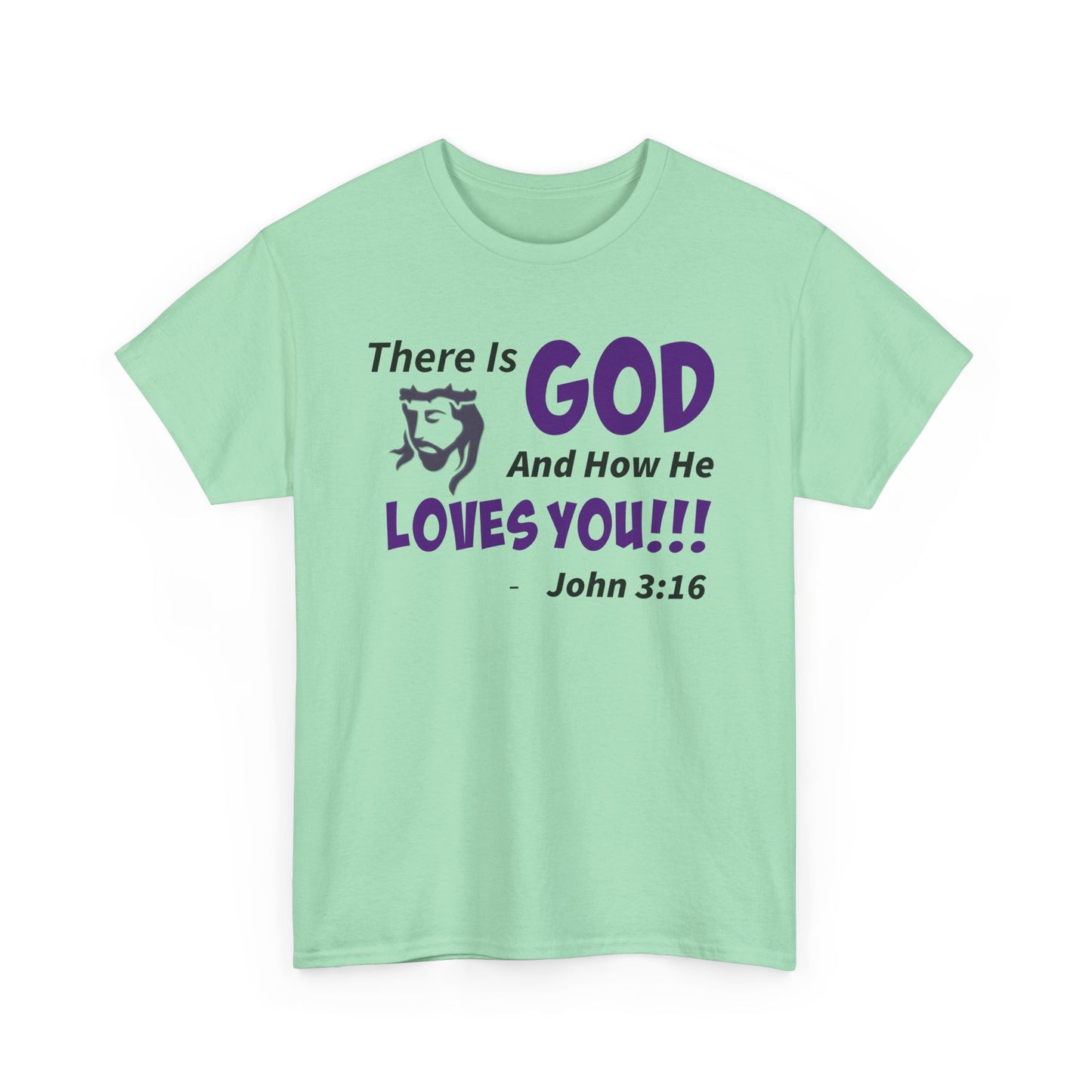 God Loves You Inspirational Unisex Heavy Cotton Tee - Faith Shirt, Christian T-Shirt, Bible Quote Apparel, Religious Gift, John 3:16 Tee