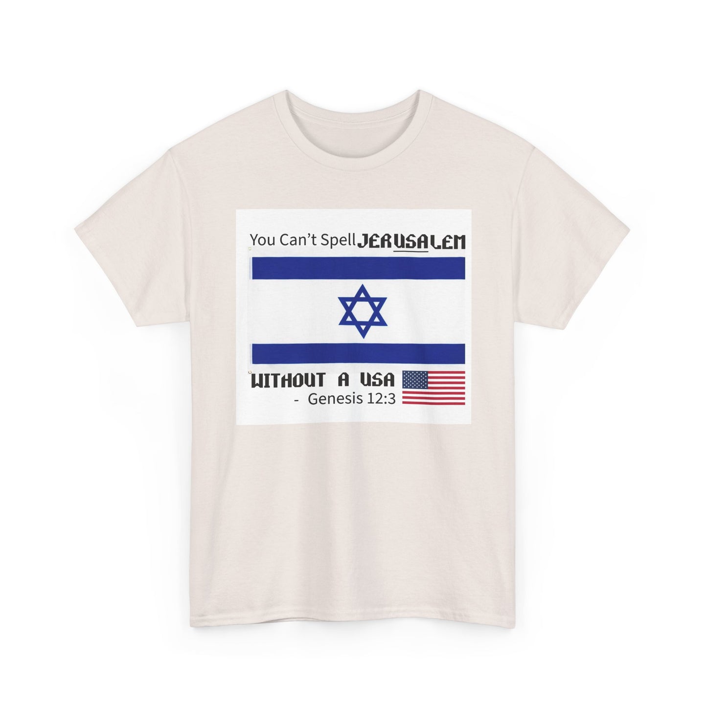 Can't Spell Jerusalem Unisex Heavy Cotton Tee with Jerusalem Design - Perfect Gift for Patriotic Occasions, Casual Wear, and Celebrations