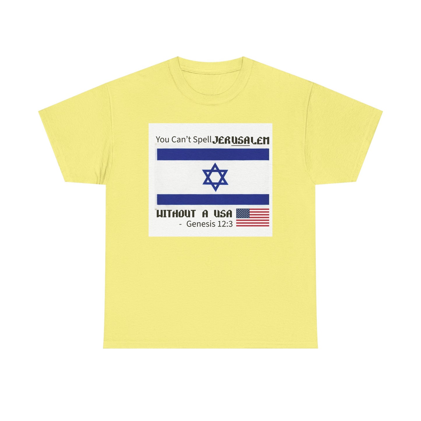 Can't Spell Jerusalem Unisex Heavy Cotton Tee with Jerusalem Design - Perfect Gift for Patriotic Occasions, Casual Wear, and Celebrations