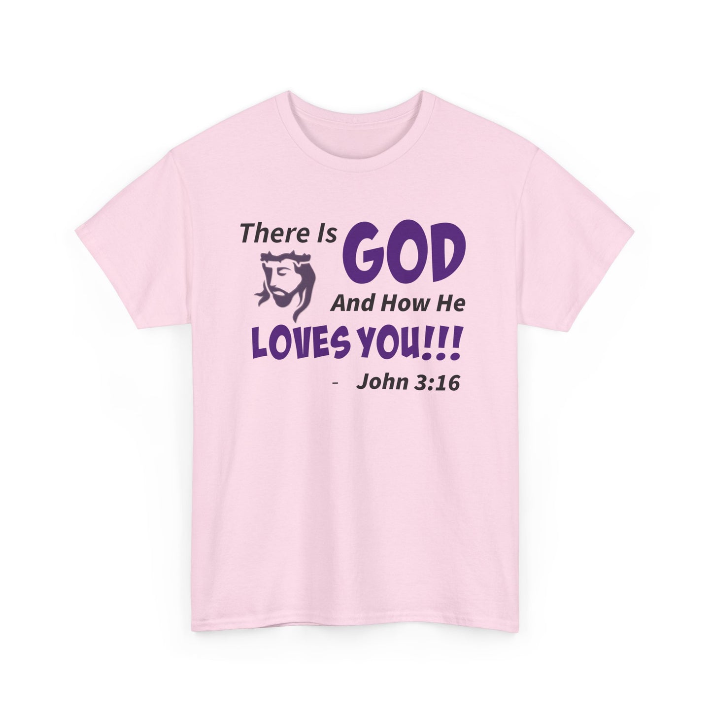 God Loves You Inspirational Unisex Heavy Cotton Tee - Faith Shirt, Christian T-Shirt, Bible Quote Apparel, Religious Gift, John 3:16 Tee