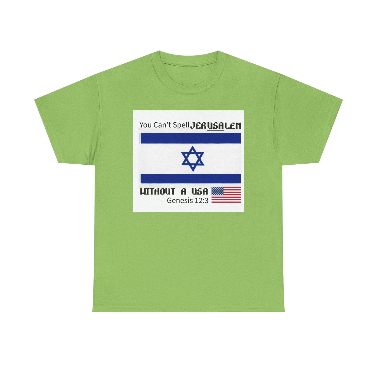 Can't Spell Jerusalem Unisex Heavy Cotton Tee with Jerusalem Design - Perfect Gift for Patriotic Occasions, Casual Wear, and Celebrations
