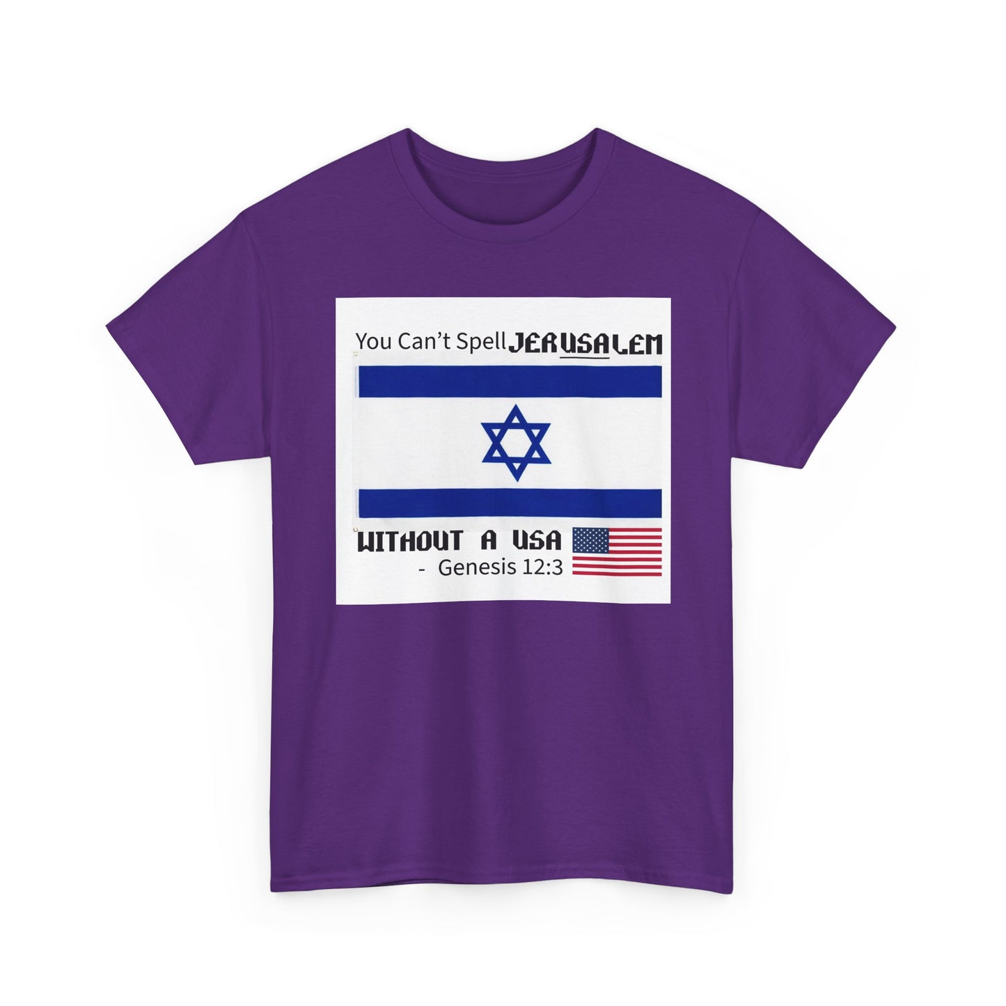 Can't Spell Jerusalem Unisex Heavy Cotton Tee with Jerusalem Design - Perfect Gift for Patriotic Occasions, Casual Wear, and Celebrations