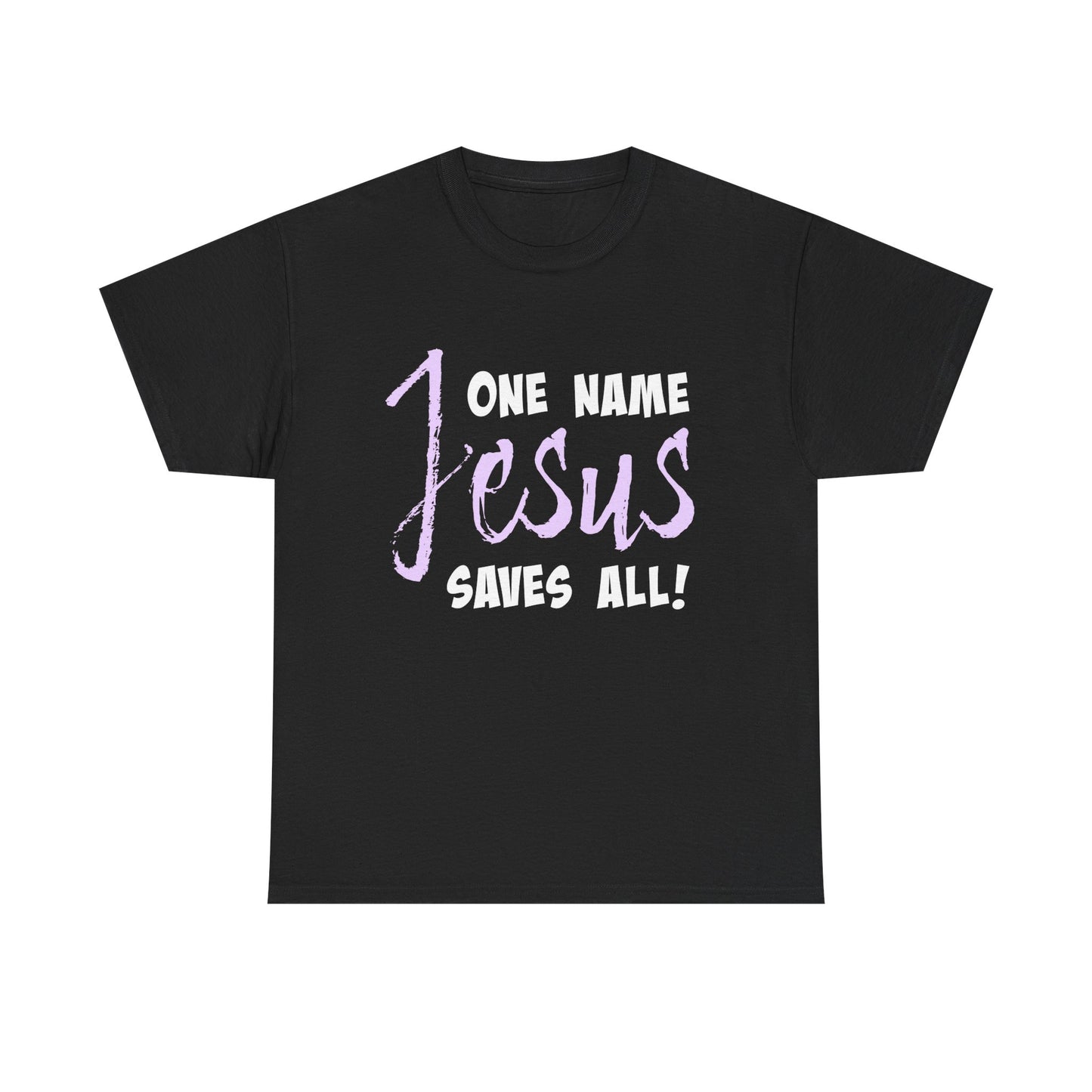 One Name Jesus Saves All! Unisex Heavy Cotton Tee, Christian T-Shirt, Faith-Based Apparel, Religious Gift, Inspirational Wear