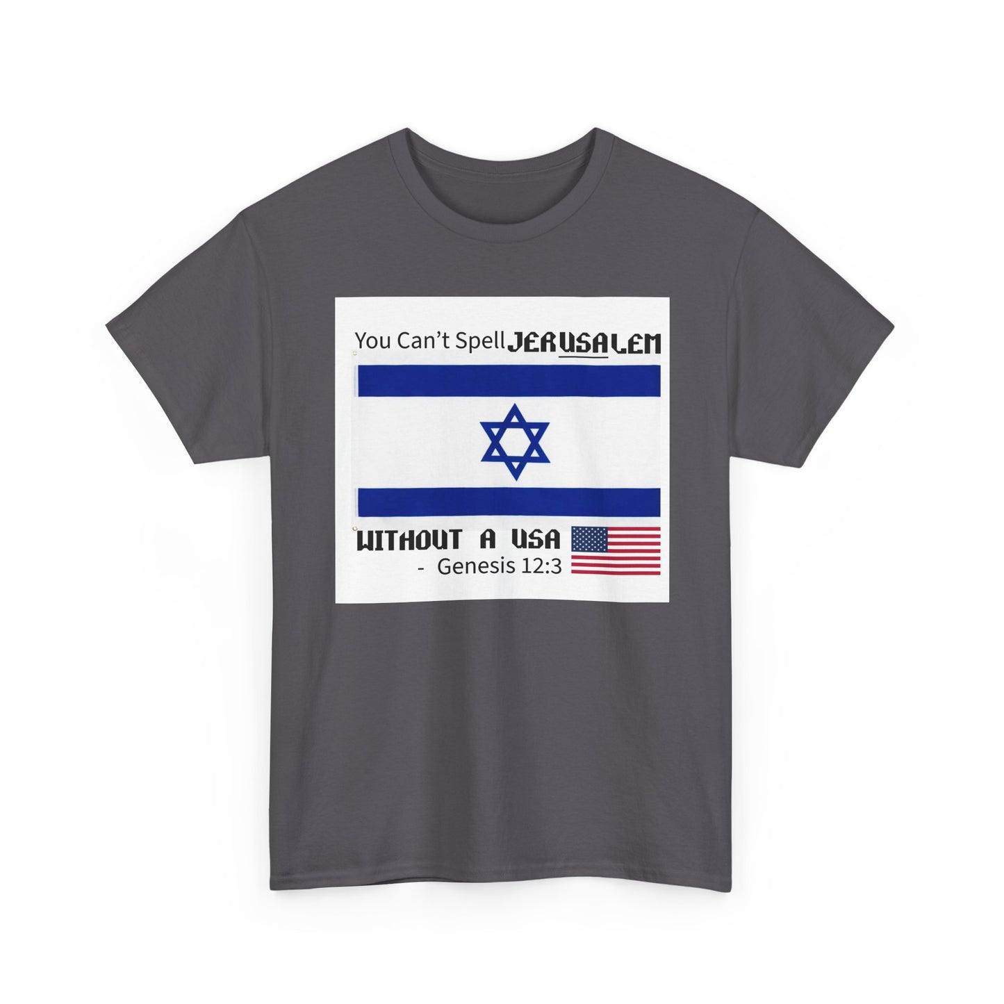 Can't Spell Jerusalem Unisex Heavy Cotton Tee with Jerusalem Design - Perfect Gift for Patriotic Occasions, Casual Wear, and Celebrations