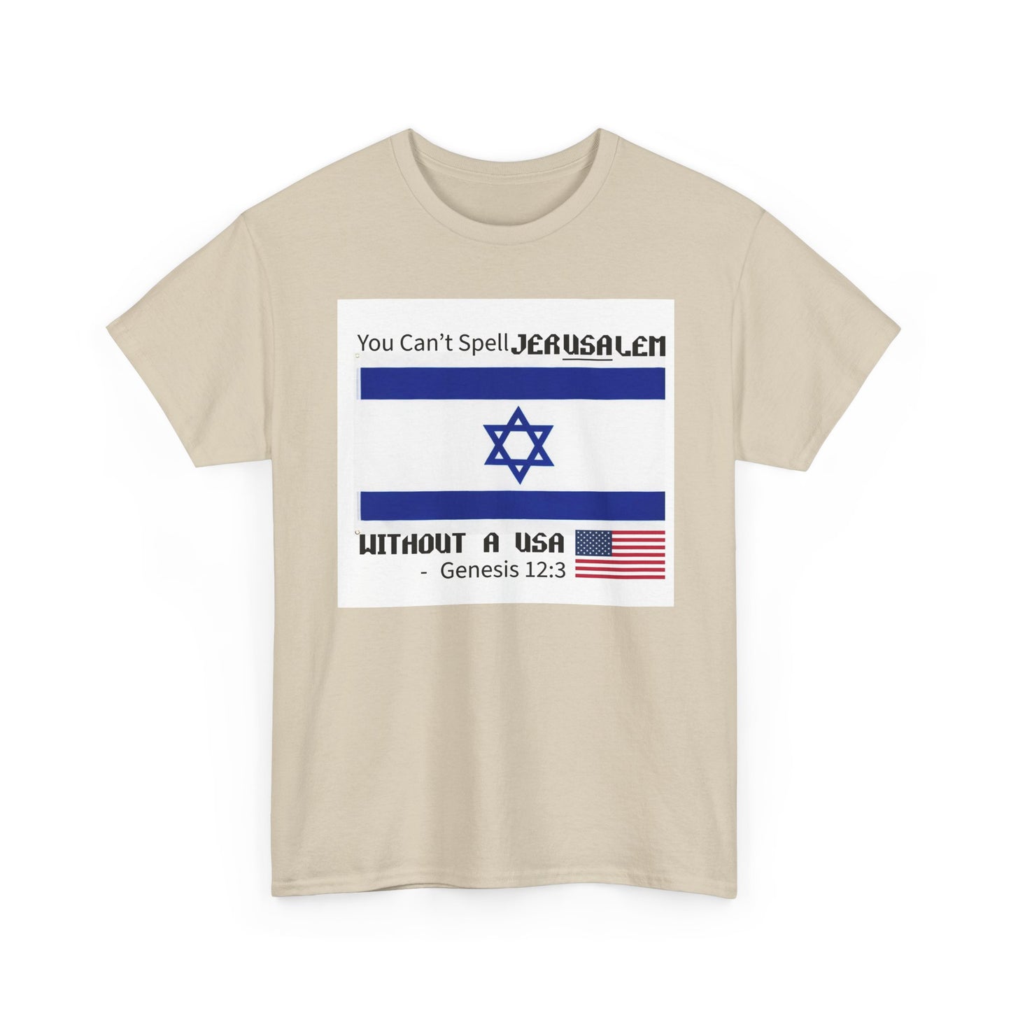 Can't Spell Jerusalem Unisex Heavy Cotton Tee with Jerusalem Design - Perfect Gift for Patriotic Occasions, Casual Wear, and Celebrations