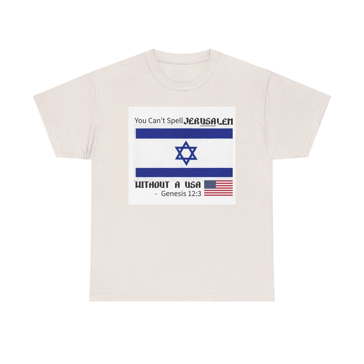 Can't Spell Jerusalem Unisex Heavy Cotton Tee with Jerusalem Design - Perfect Gift for Patriotic Occasions, Casual Wear, and Celebrations