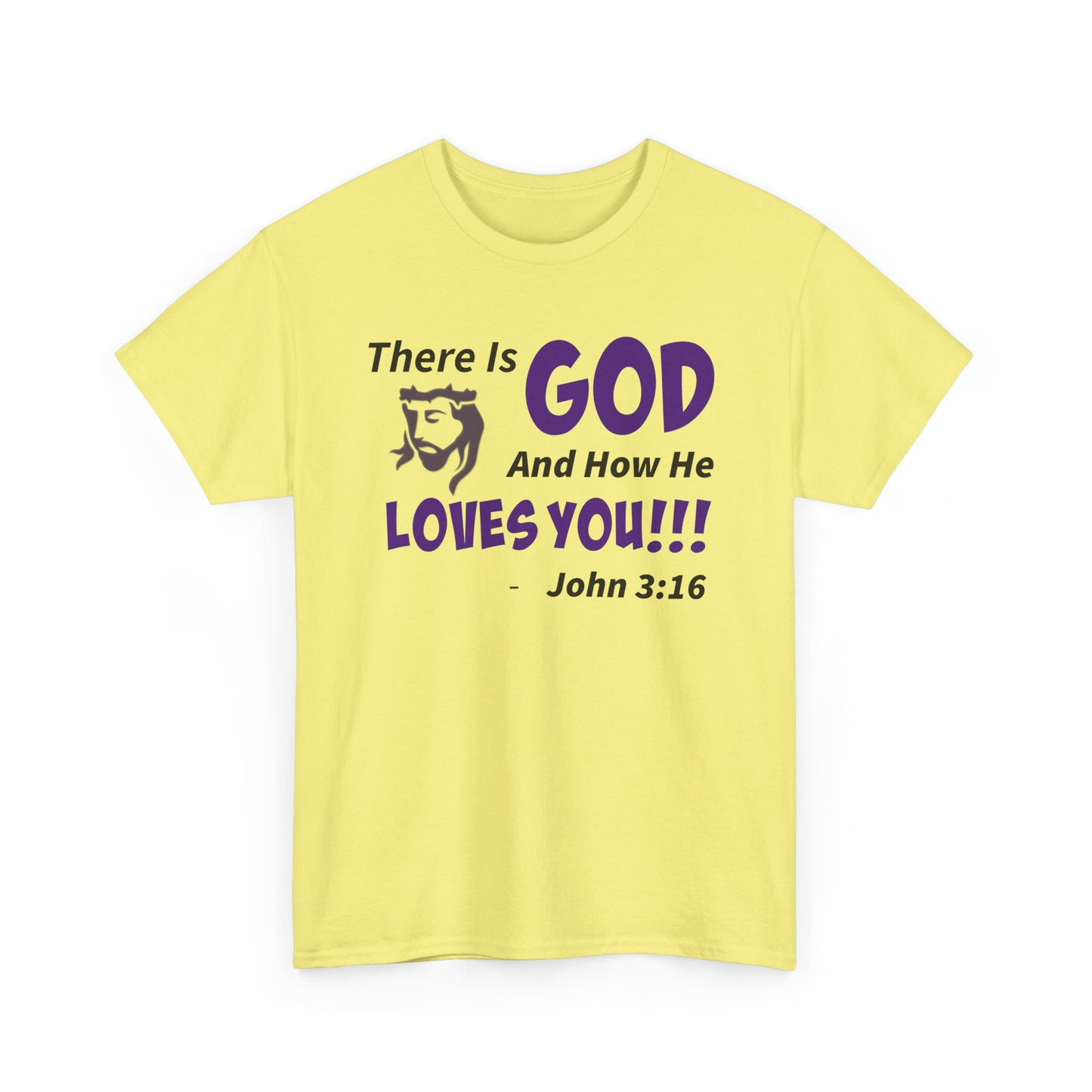 God Loves You Inspirational Unisex Heavy Cotton Tee - Faith Shirt, Christian T-Shirt, Bible Quote Apparel, Religious Gift, John 3:16 Tee