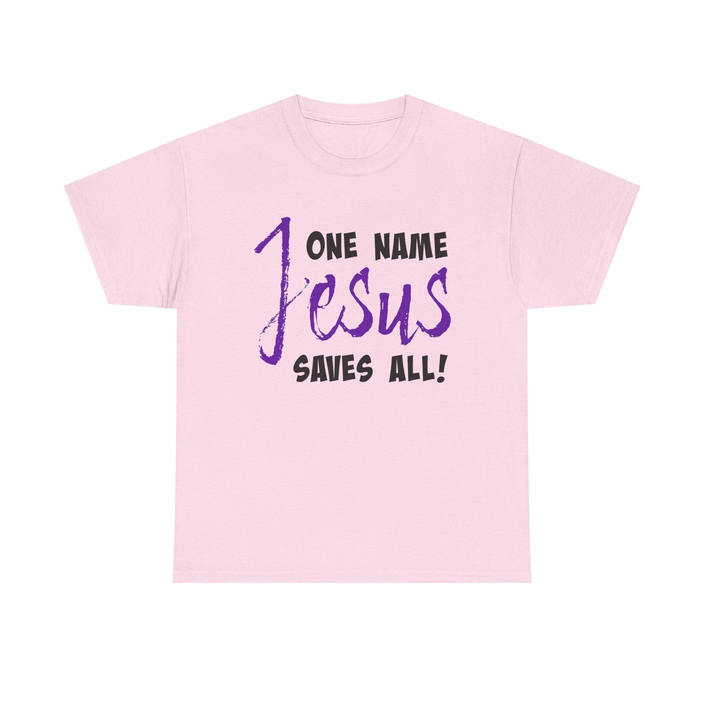 One Name Jesus Saves All! Unisex Heavy Cotton Tee, Christian T-Shirt, Faith-Based Apparel, Religious Gift, Inspirational Wear
