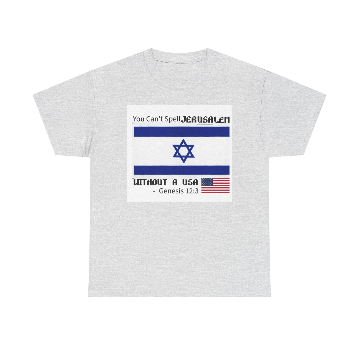 Can't Spell Jerusalem Unisex Heavy Cotton Tee with Jerusalem Design - Perfect Gift for Patriotic Occasions, Casual Wear, and Celebrations