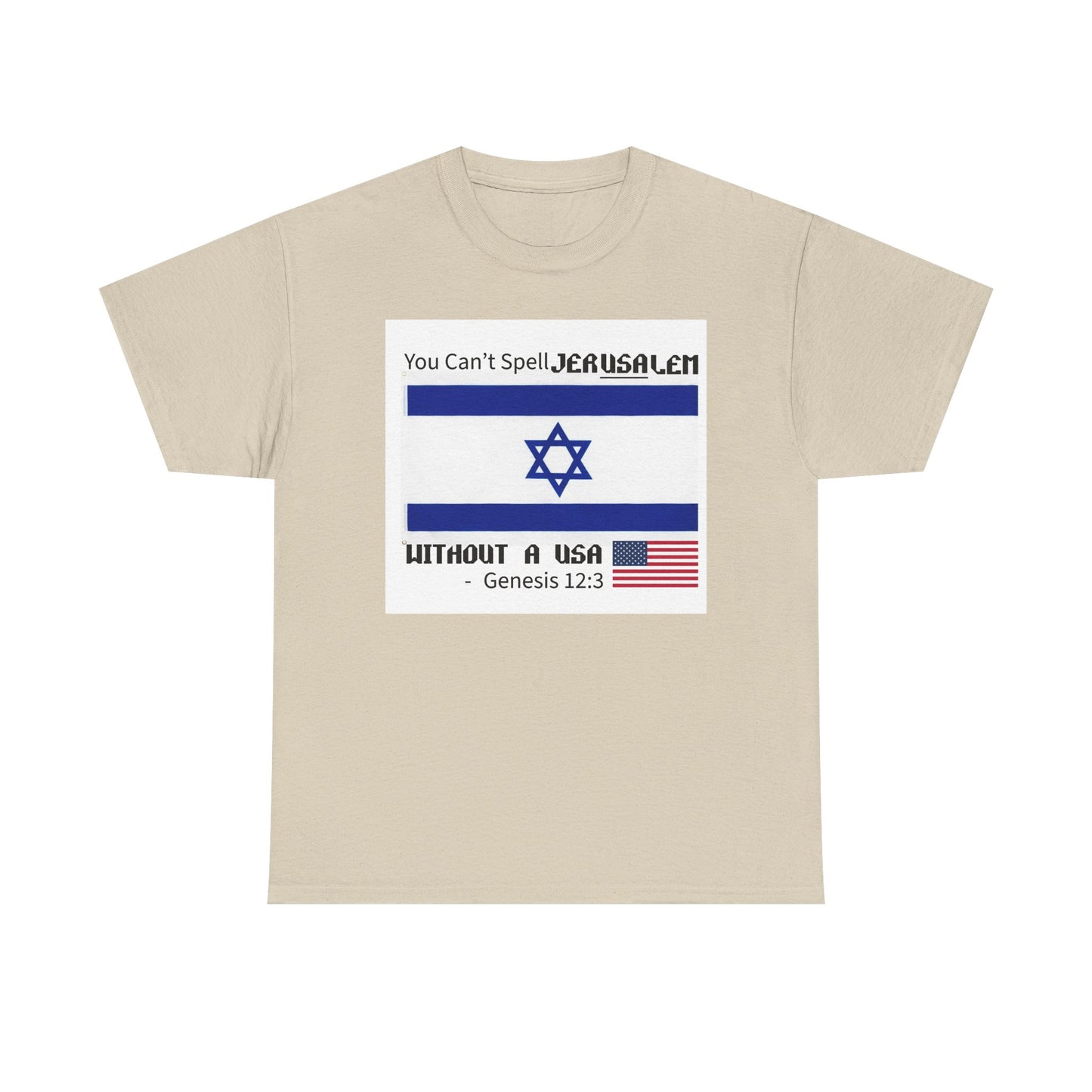 Can't Spell Jerusalem Unisex Heavy Cotton Tee with Jerusalem Design - Perfect Gift for Patriotic Occasions, Casual Wear, and Celebrations