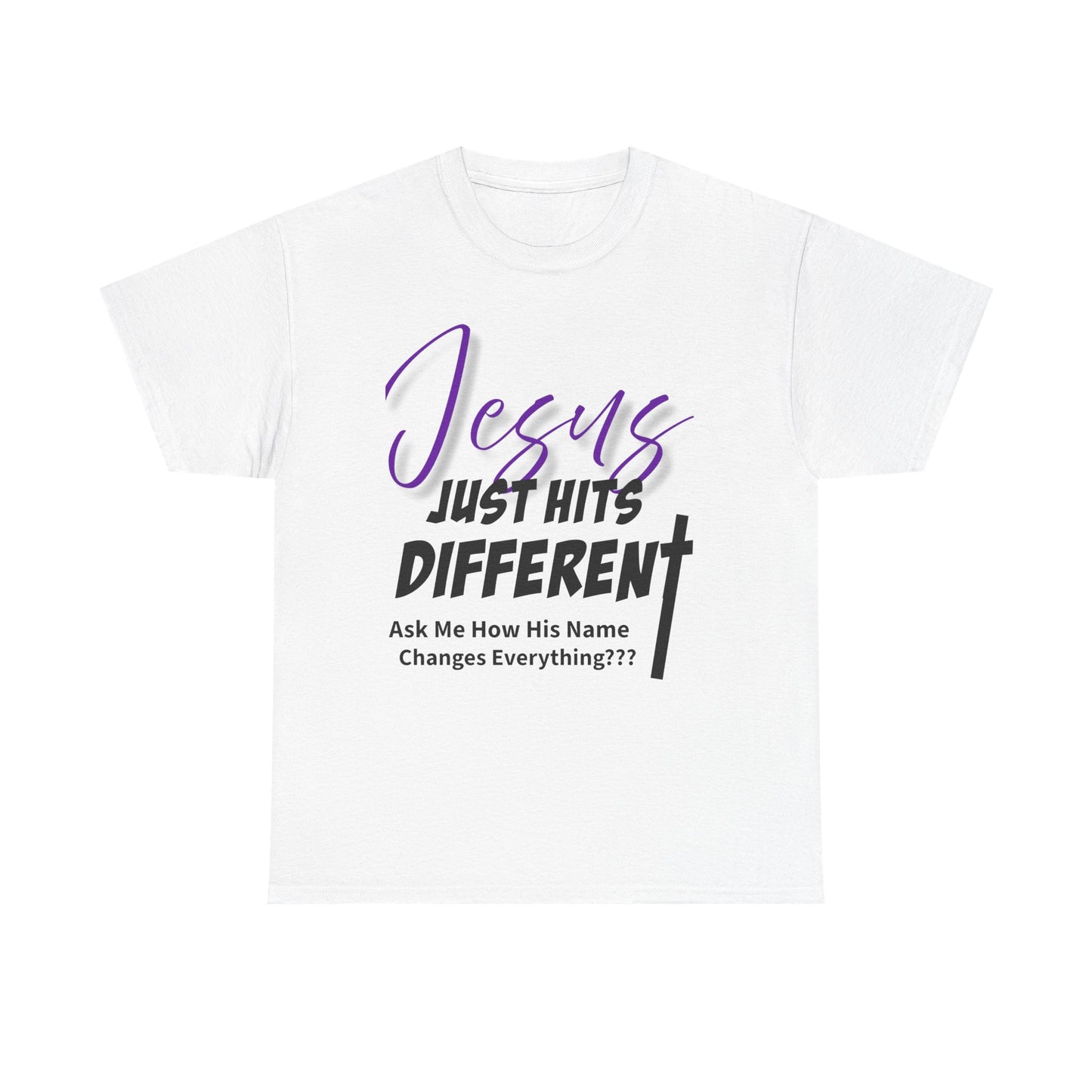 Jesus Just Hits Different Unisex Heavy Cotton Tee, Christian Apparel, Faith-Based Gift, Casual Wear, Religious T-Shirt, Gift for Believers