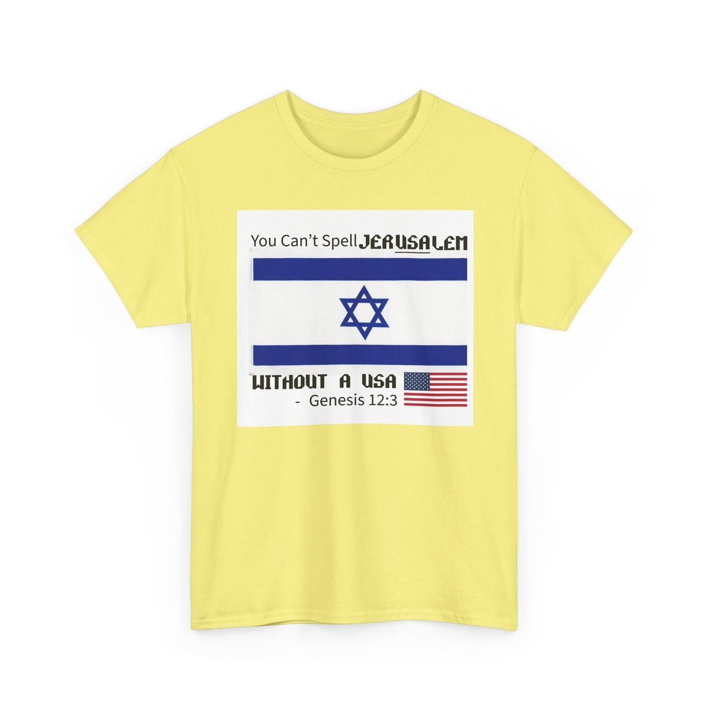 Can't Spell Jerusalem Unisex Heavy Cotton Tee with Jerusalem Design - Perfect Gift for Patriotic Occasions, Casual Wear, and Celebrations