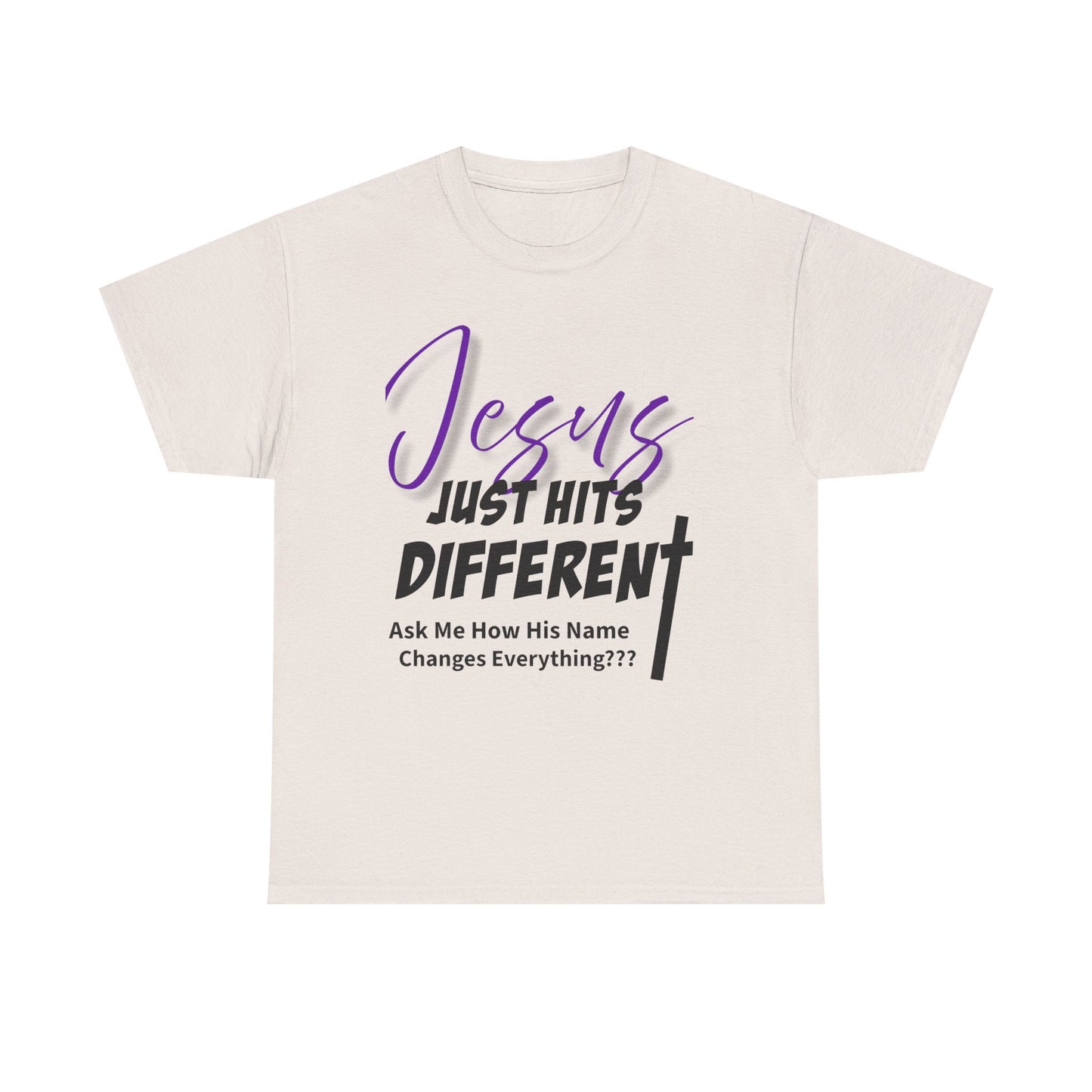 Jesus Just Hits Different Unisex Heavy Cotton Tee, Christian Apparel, Faith-Based Gift, Casual Wear, Religious T-Shirt, Gift for Believers