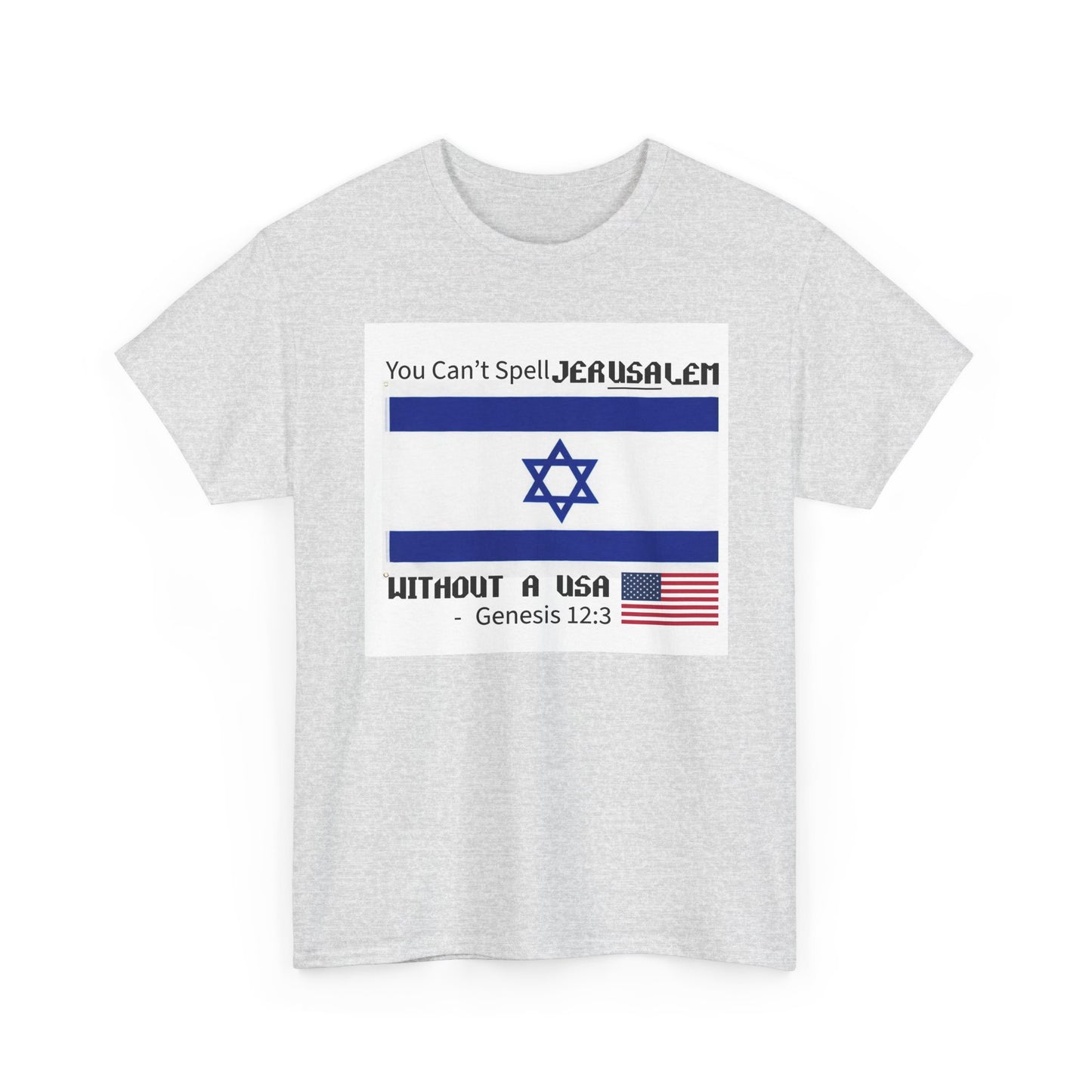 Can't Spell Jerusalem Unisex Heavy Cotton Tee with Jerusalem Design - Perfect Gift for Patriotic Occasions, Casual Wear, and Celebrations