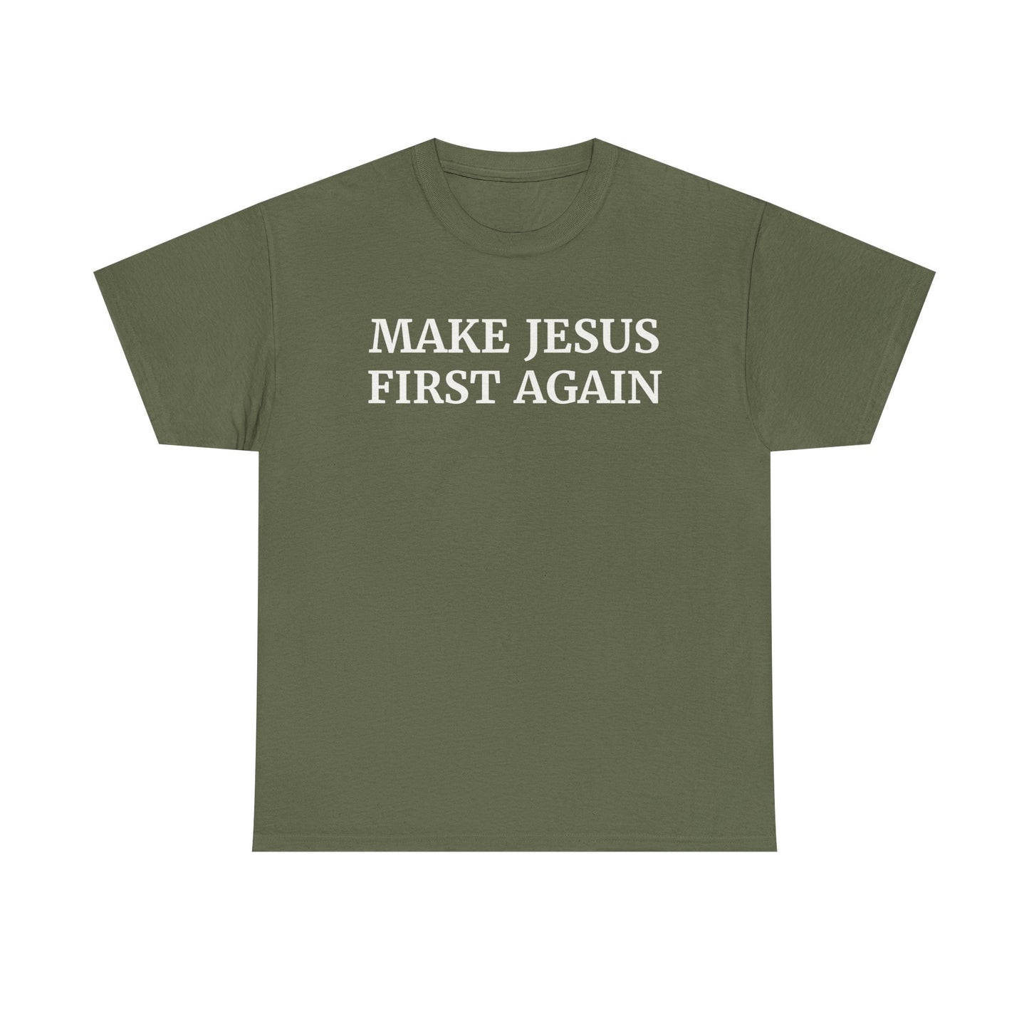 Make Jesus First Again Unisex Heavy Cotton Tee, Faith T-Shirt, Christian Apparel, Inspirational Gift, Religious Shirt, Casual Wear