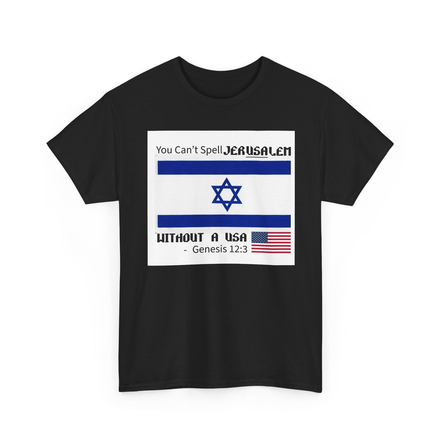 Can't Spell Jerusalem Unisex Heavy Cotton Tee with Jerusalem Design - Perfect Gift for Patriotic Occasions, Casual Wear, and Celebrations