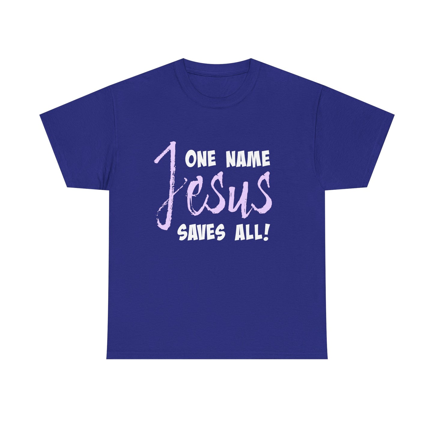 One Name Jesus Saves All! Unisex Heavy Cotton Tee, Christian T-Shirt, Faith-Based Apparel, Religious Gift, Inspirational Wear