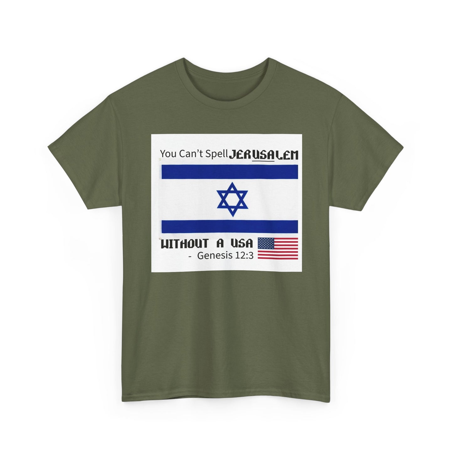 Can't Spell Jerusalem Unisex Heavy Cotton Tee with Jerusalem Design - Perfect Gift for Patriotic Occasions, Casual Wear, and Celebrations