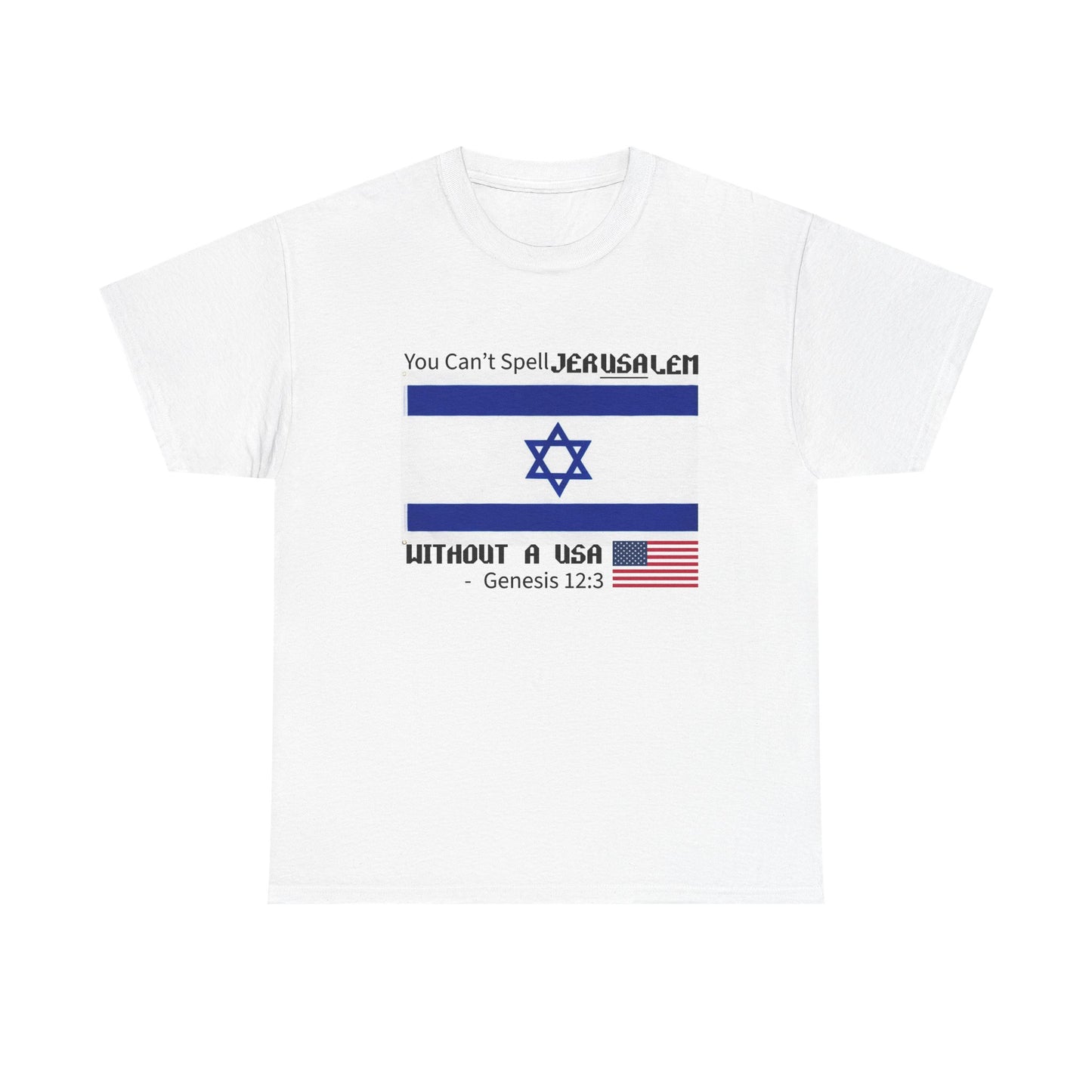 Can't Spell Jerusalem Unisex Heavy Cotton Tee with Jerusalem Design - Perfect Gift for Patriotic Occasions, Casual Wear, and Celebrations