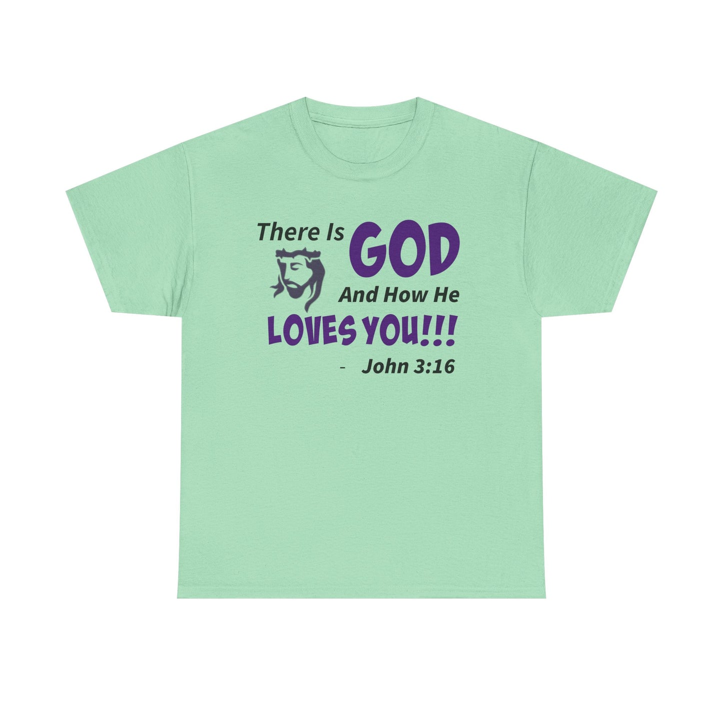 God Loves You Inspirational Unisex Heavy Cotton Tee - Faith Shirt, Christian T-Shirt, Bible Quote Apparel, Religious Gift, John 3:16 Tee