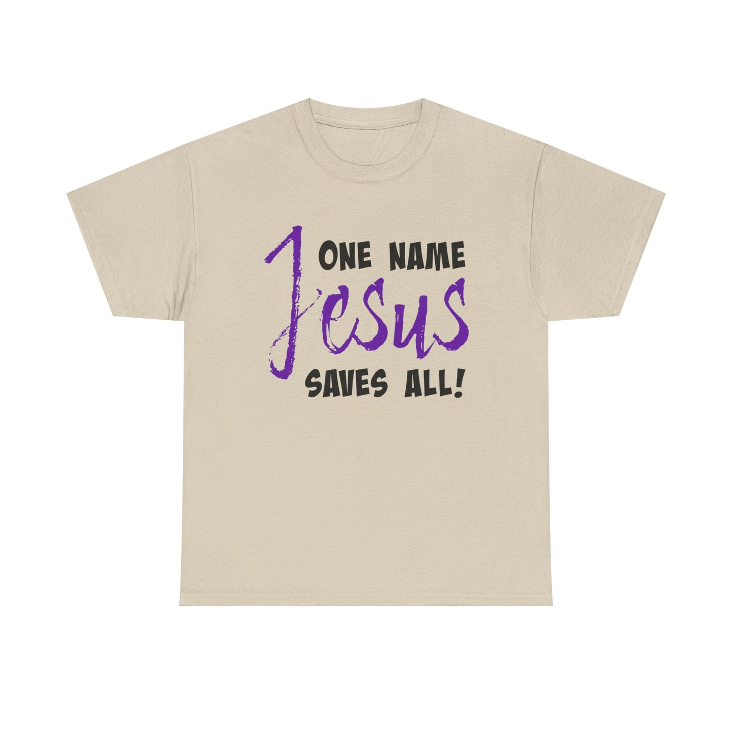 One Name Jesus Saves All! Unisex Heavy Cotton Tee, Christian T-Shirt, Faith-Based Apparel, Religious Gift, Inspirational Wear
