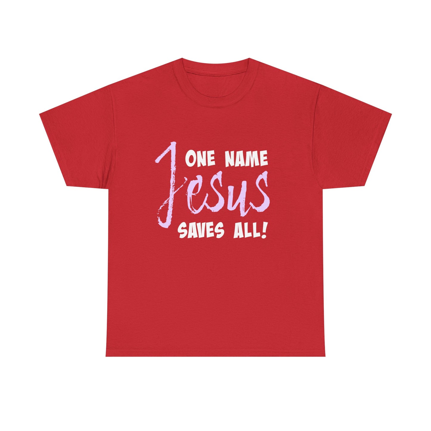 One Name Jesus Saves All! Unisex Heavy Cotton Tee, Christian T-Shirt, Faith-Based Apparel, Religious Gift, Inspirational Wear