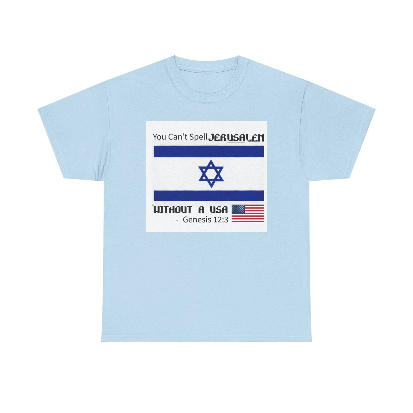 Can't Spell Jerusalem Unisex Heavy Cotton Tee with Jerusalem Design - Perfect Gift for Patriotic Occasions, Casual Wear, and Celebrations