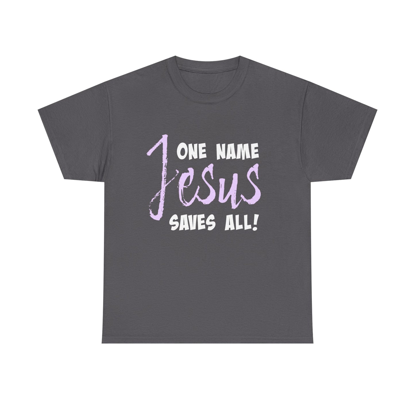 One Name Jesus Saves All! Unisex Heavy Cotton Tee, Christian T-Shirt, Faith-Based Apparel, Religious Gift, Inspirational Wear