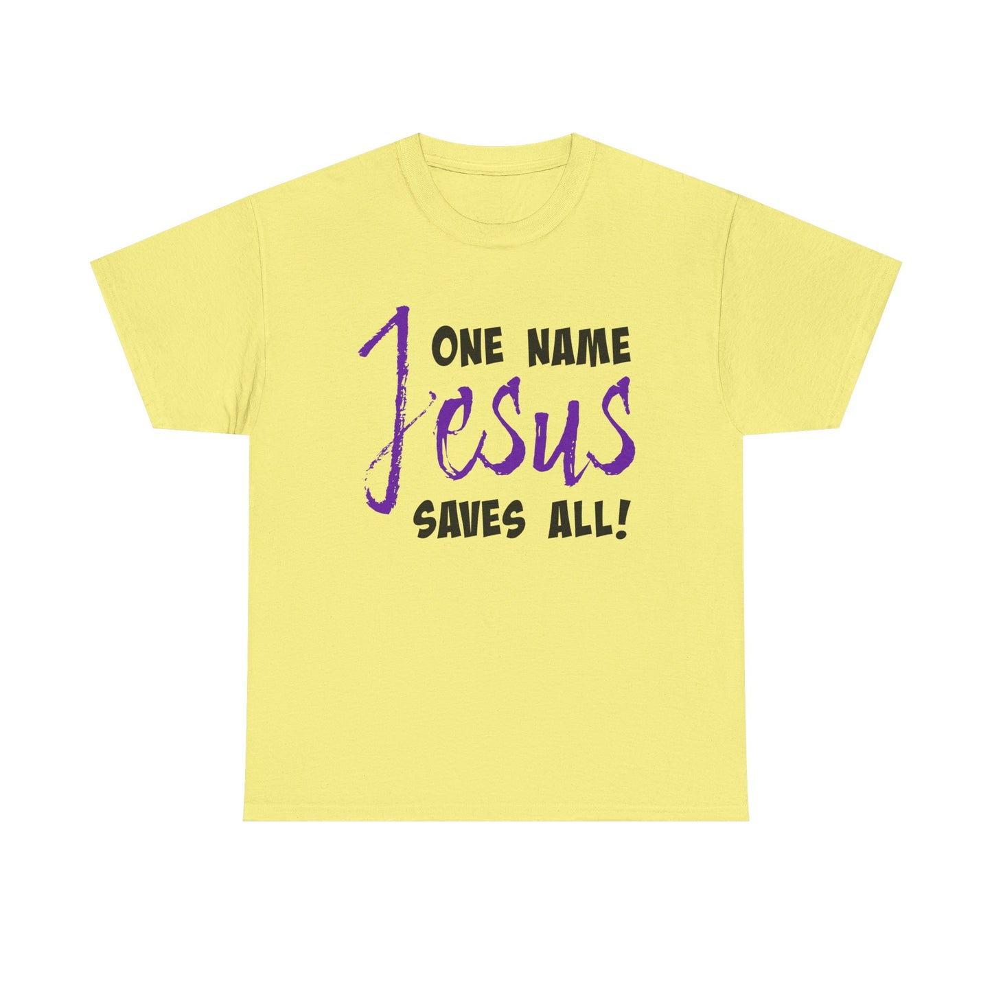 One Name Jesus Saves All! Unisex Heavy Cotton Tee, Christian T-Shirt, Faith-Based Apparel, Religious Gift, Inspirational Wear