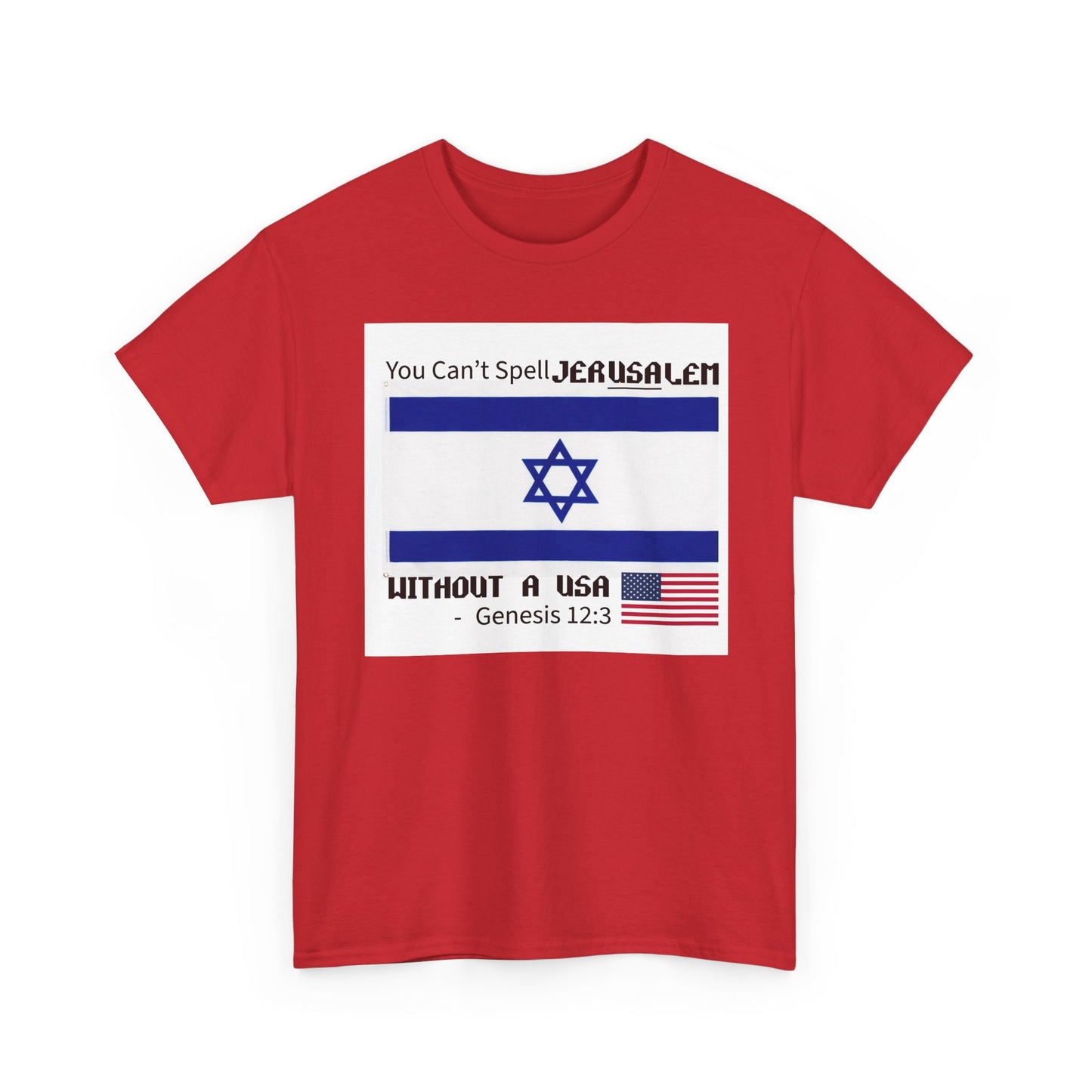 Can't Spell Jerusalem Unisex Heavy Cotton Tee with Jerusalem Design - Perfect Gift for Patriotic Occasions, Casual Wear, and Celebrations