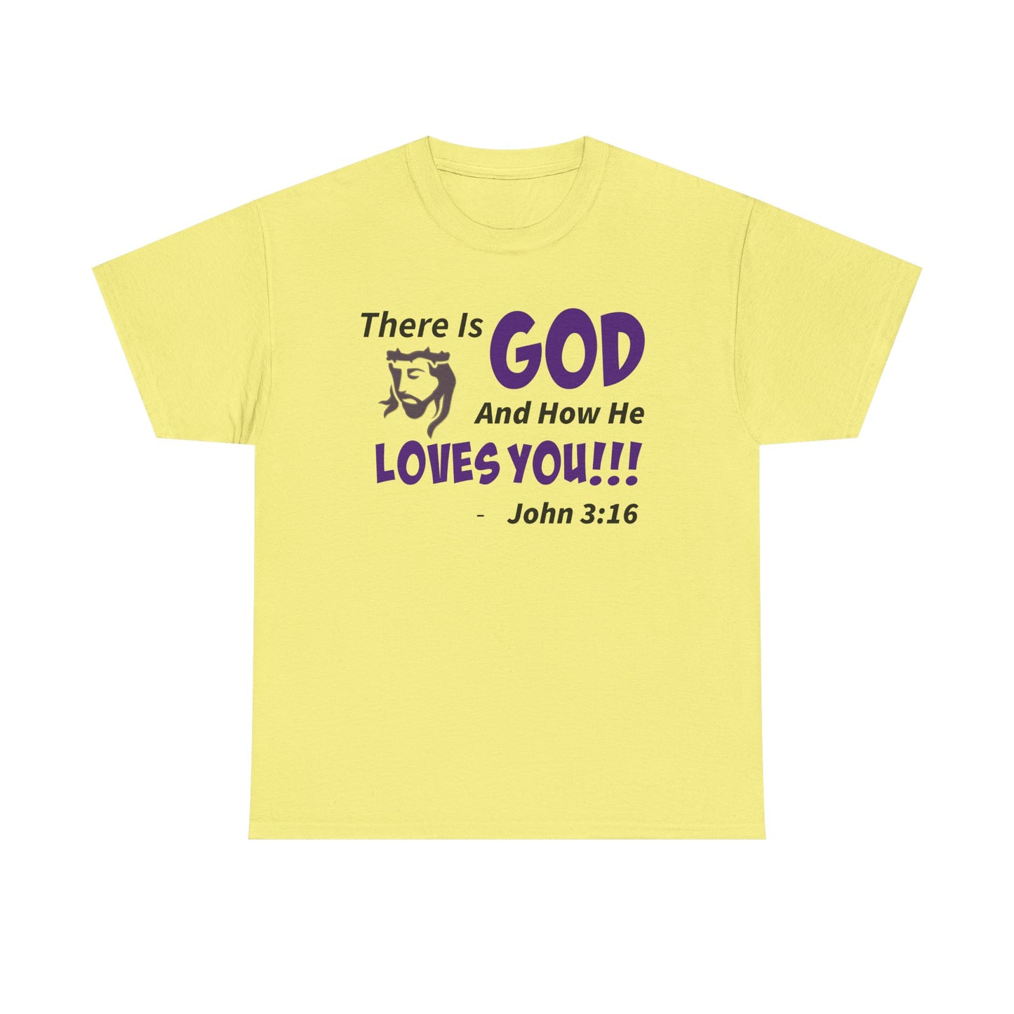 God Loves You Inspirational Unisex Heavy Cotton Tee - Faith Shirt, Christian T-Shirt, Bible Quote Apparel, Religious Gift, John 3:16 Tee