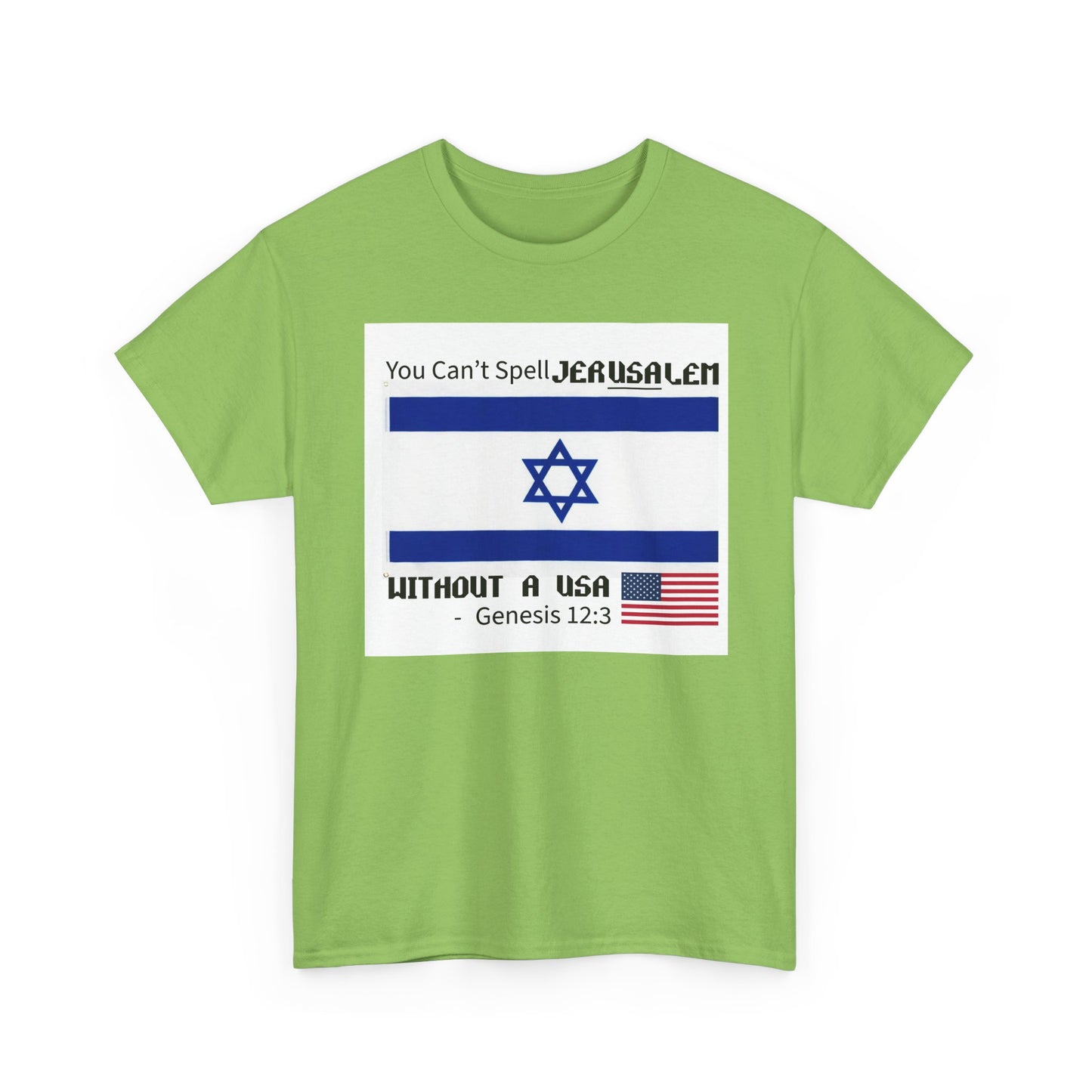 Can't Spell Jerusalem Unisex Heavy Cotton Tee with Jerusalem Design - Perfect Gift for Patriotic Occasions, Casual Wear, and Celebrations