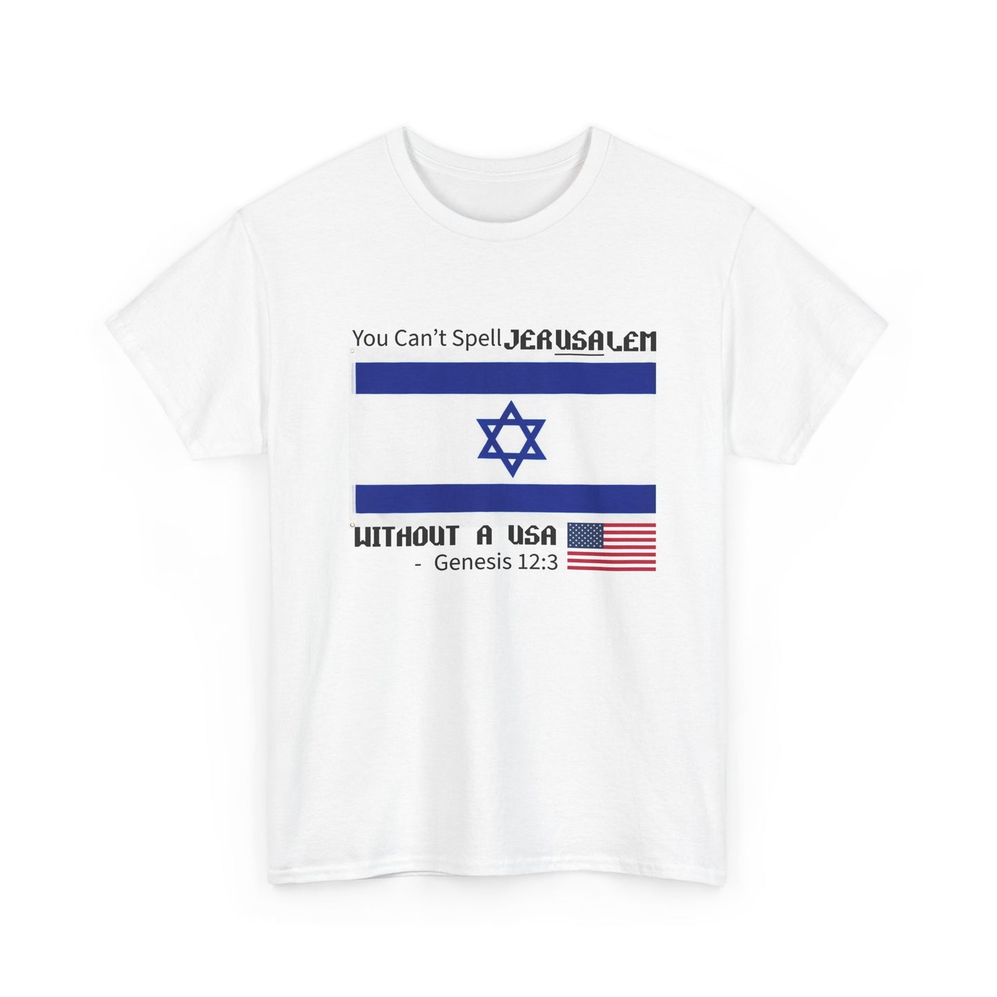 Can't Spell Jerusalem Unisex Heavy Cotton Tee with Jerusalem Design - Perfect Gift for Patriotic Occasions, Casual Wear, and Celebrations