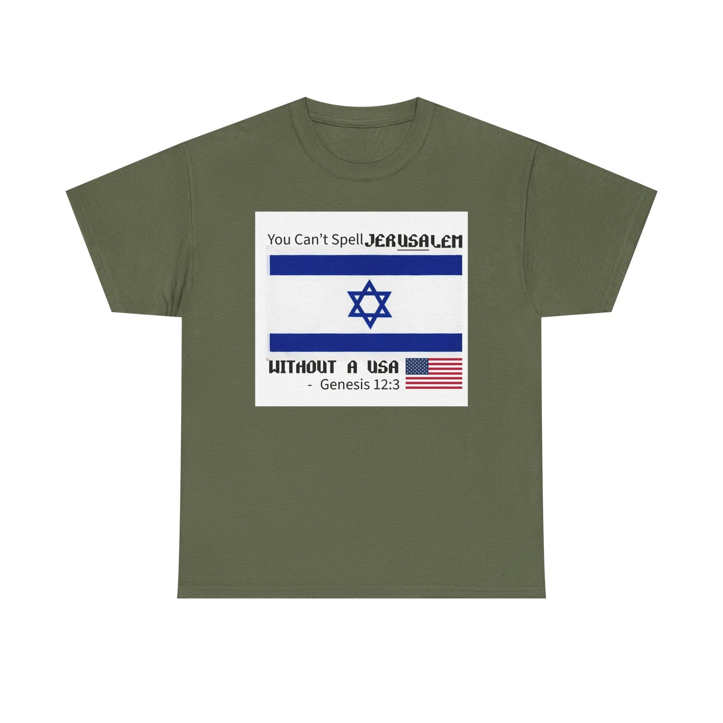 Can't Spell Jerusalem Unisex Heavy Cotton Tee with Jerusalem Design - Perfect Gift for Patriotic Occasions, Casual Wear, and Celebrations