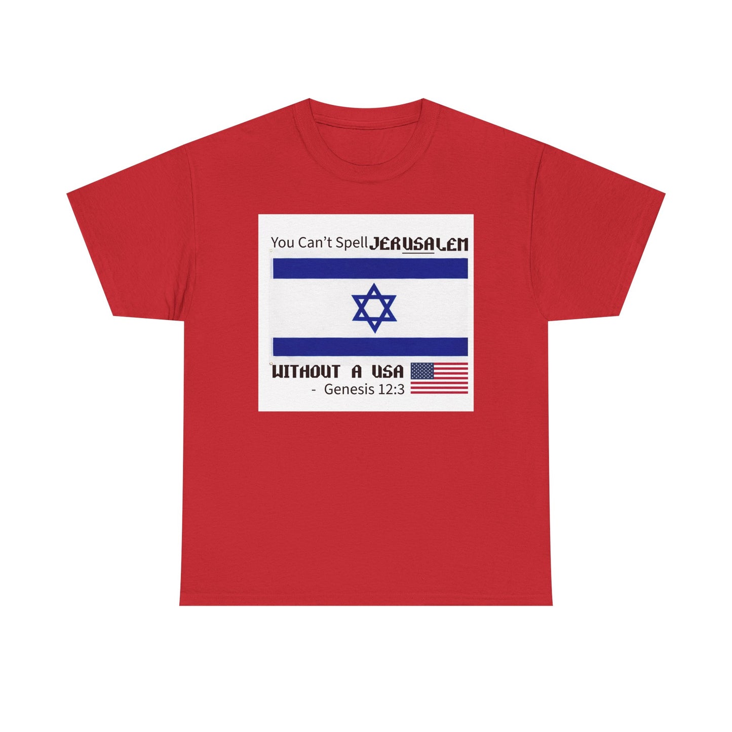Can't Spell Jerusalem Unisex Heavy Cotton Tee with Jerusalem Design - Perfect Gift for Patriotic Occasions, Casual Wear, and Celebrations