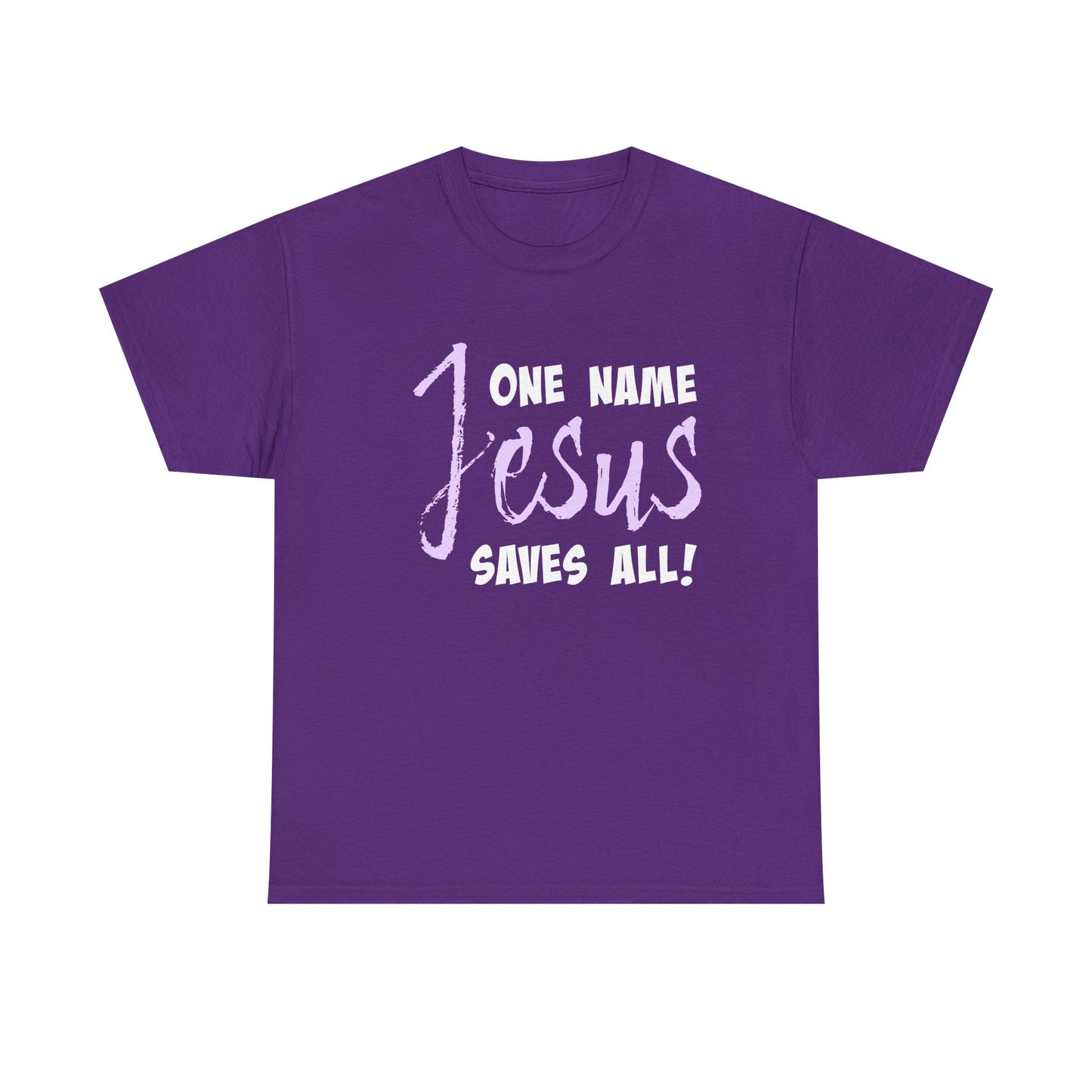 One Name Jesus Saves All! Unisex Heavy Cotton Tee, Christian T-Shirt, Faith-Based Apparel, Religious Gift, Inspirational Wear