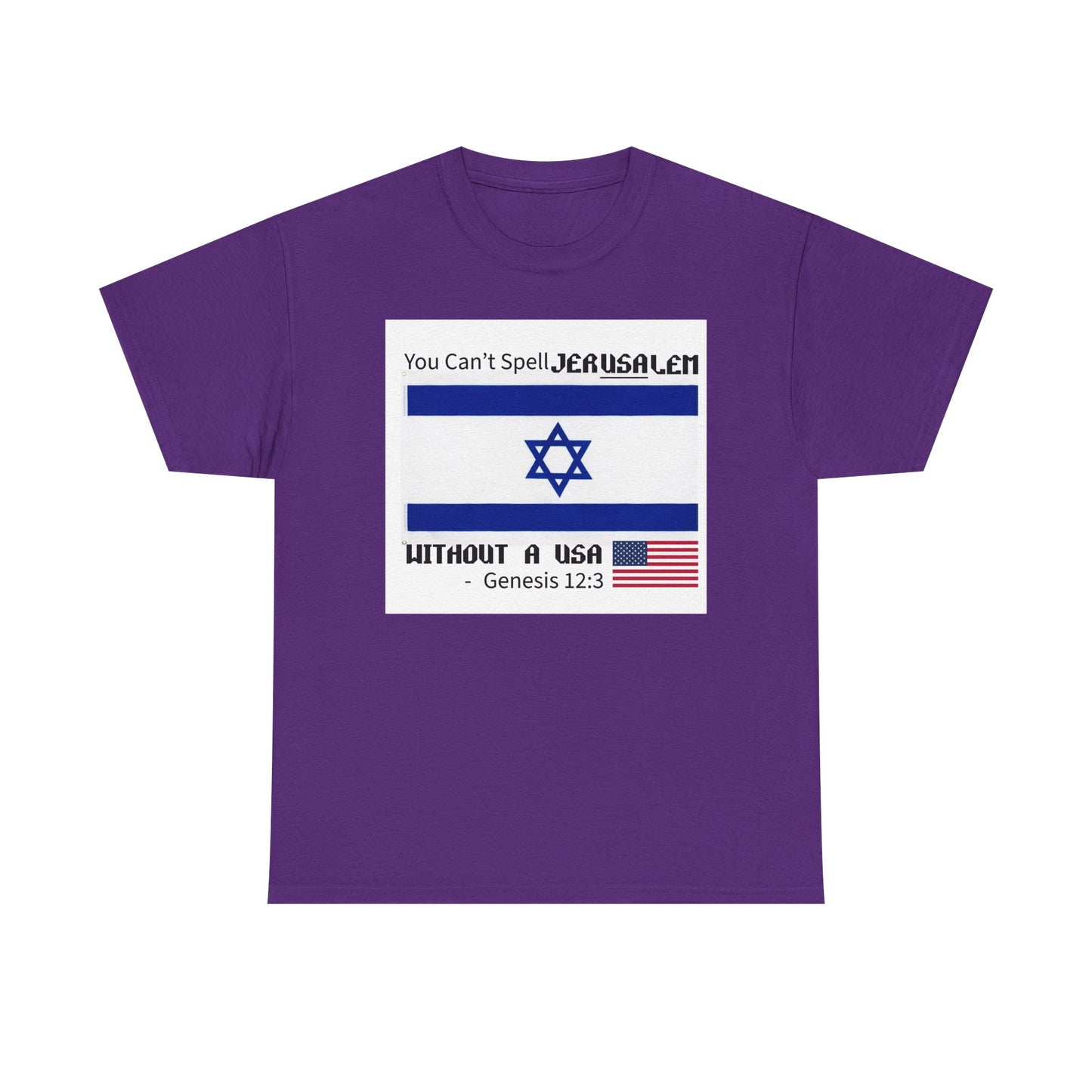 Can't Spell Jerusalem Unisex Heavy Cotton Tee with Jerusalem Design - Perfect Gift for Patriotic Occasions, Casual Wear, and Celebrations