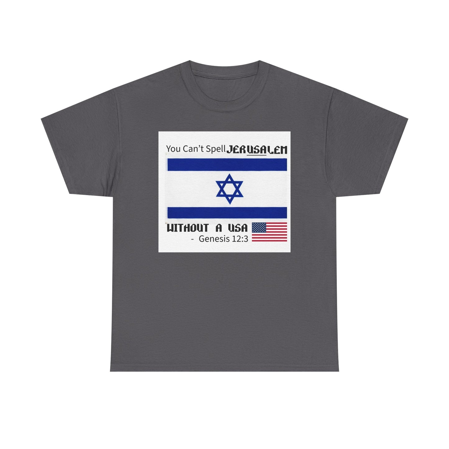 Can't Spell Jerusalem Unisex Heavy Cotton Tee with Jerusalem Design - Perfect Gift for Patriotic Occasions, Casual Wear, and Celebrations