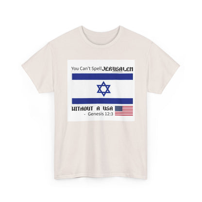Can't Spell Jerusalem Unisex Heavy Cotton Tee with Jerusalem Design - Perfect Gift for Patriotic Occasions, Casual Wear, and Celebrations
