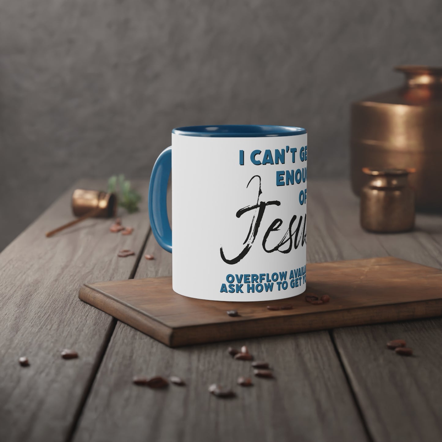 "Can't Get Enough" White Accent Mug, 11oz