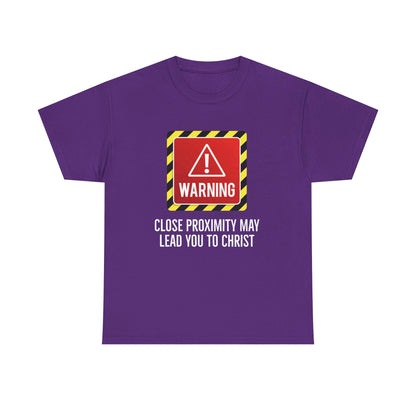"Warning, May Lead to Christ!" Unisex Heavy Cotton Tee
