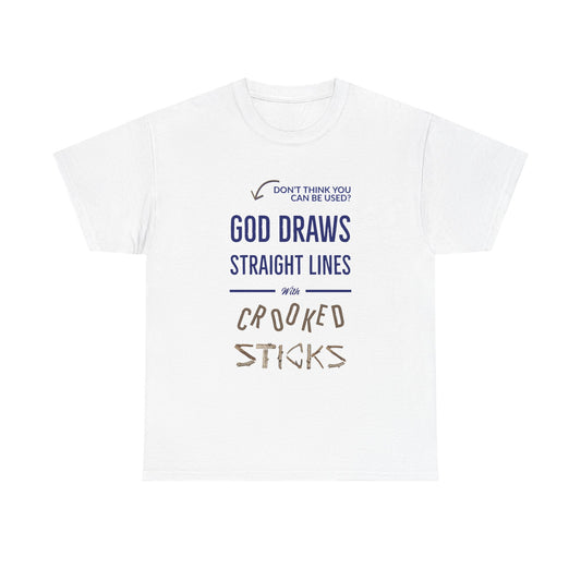 "God Draws Straight" Unisex Heavy Cotton Tee